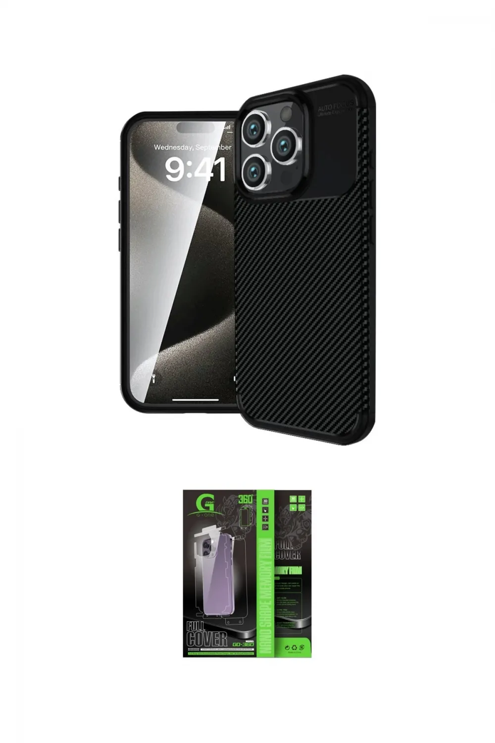 ieg™ iPhone 16 Pro Kılıf Eksen Form Prime - Şeffaf 360 Full Body Arka Koruyucu
