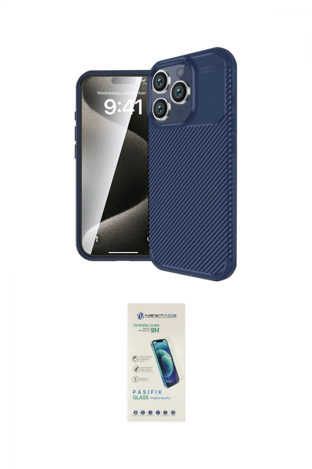 ieg™ iPhone 16 Pro Kılıf Eksen Form Prime - Şeffaf Pasifik Cam Ekran Koruyucu