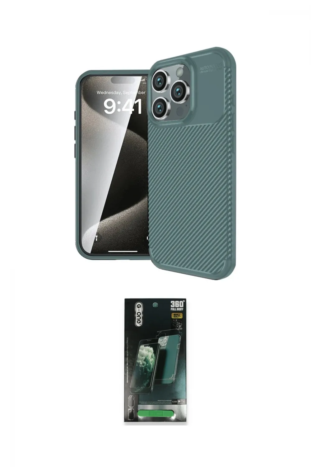 ieg™ iPhone 16 Pro Kılıf Eksen Form Prime - Siyah 360 Mat Full Body Arka Koruyucu