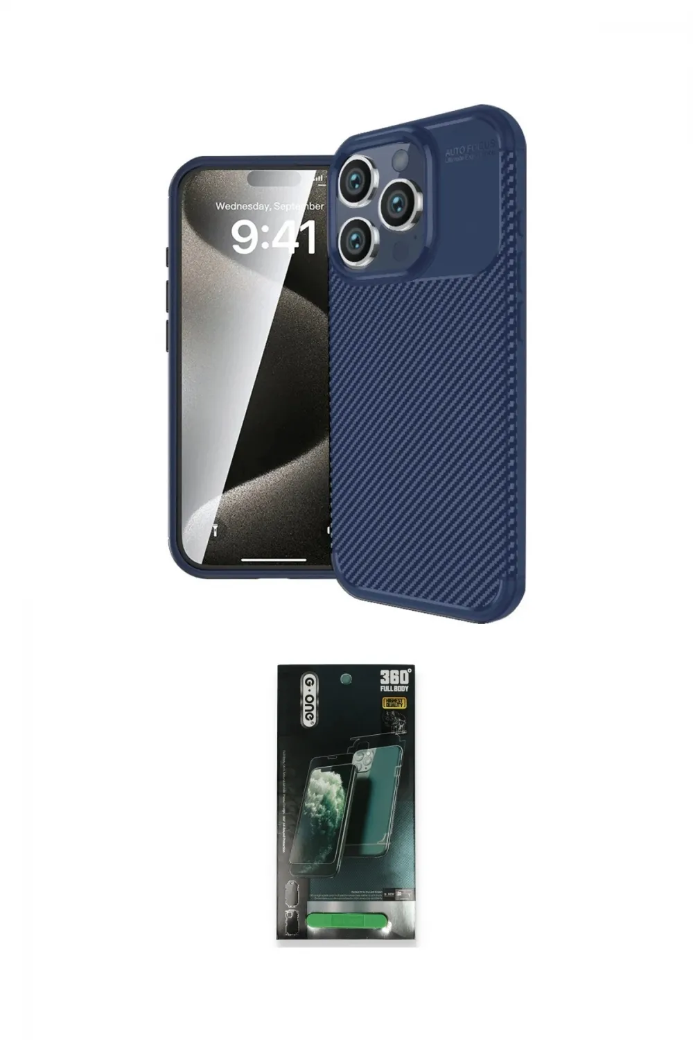ieg™ iPhone 16 Pro Kılıf Eksen Form Prime - Siyah 360 Mat Full Body Arka Koruyucu