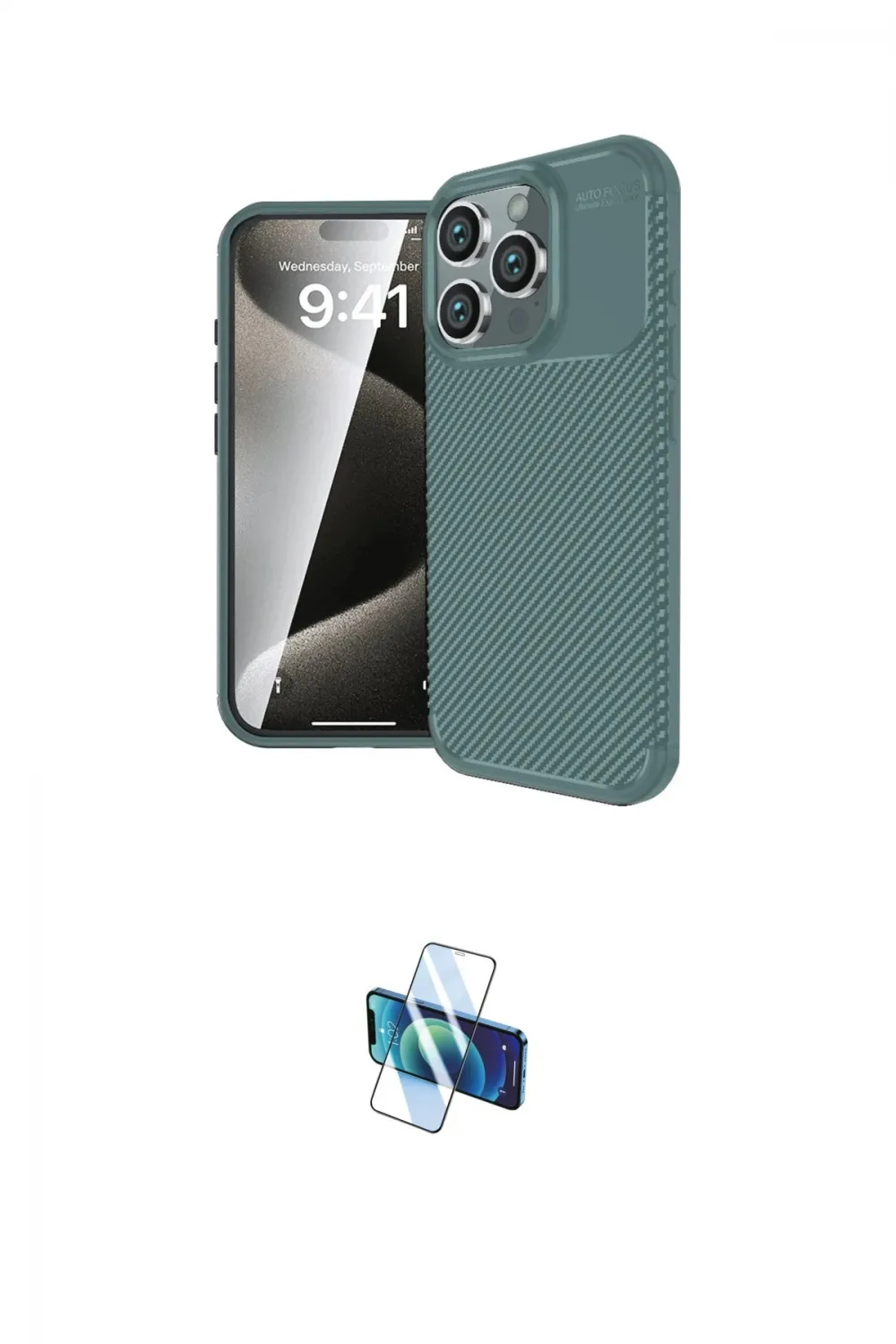 ieg™ iPhone 16 Pro Kılıf Eksen Form Prime - Siyah 3D Antistatik Seramik Nano Ekran Koruyucu
