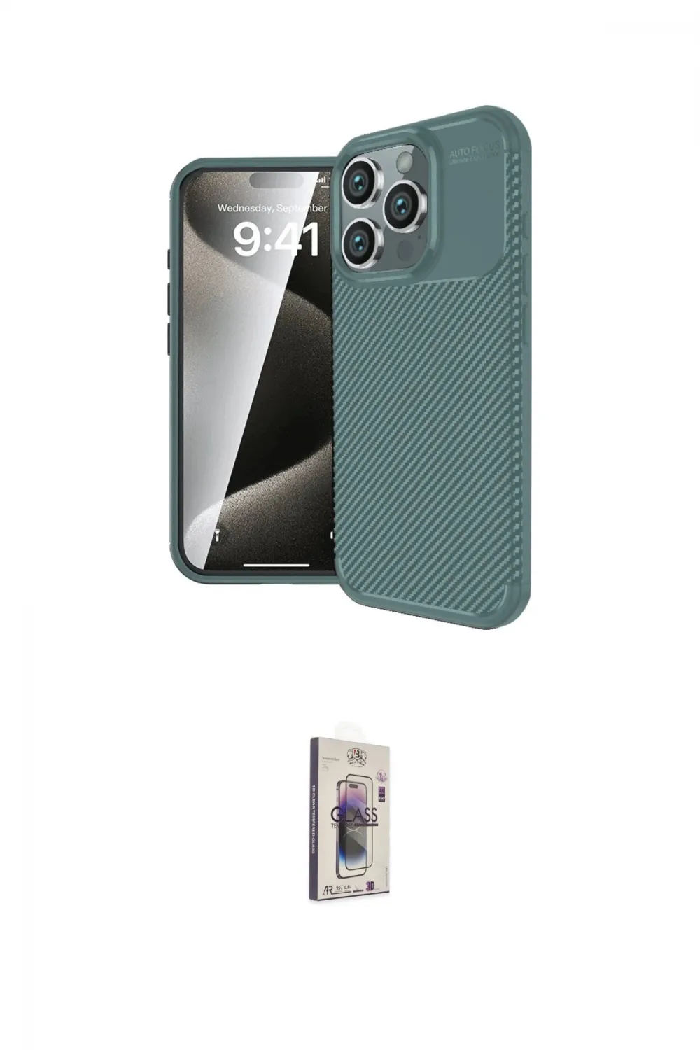 ieg™ iPhone 16 Pro Kılıf Eksen Form Prime - Siyah Bilvis 3D Cam Ekran Koruyucu