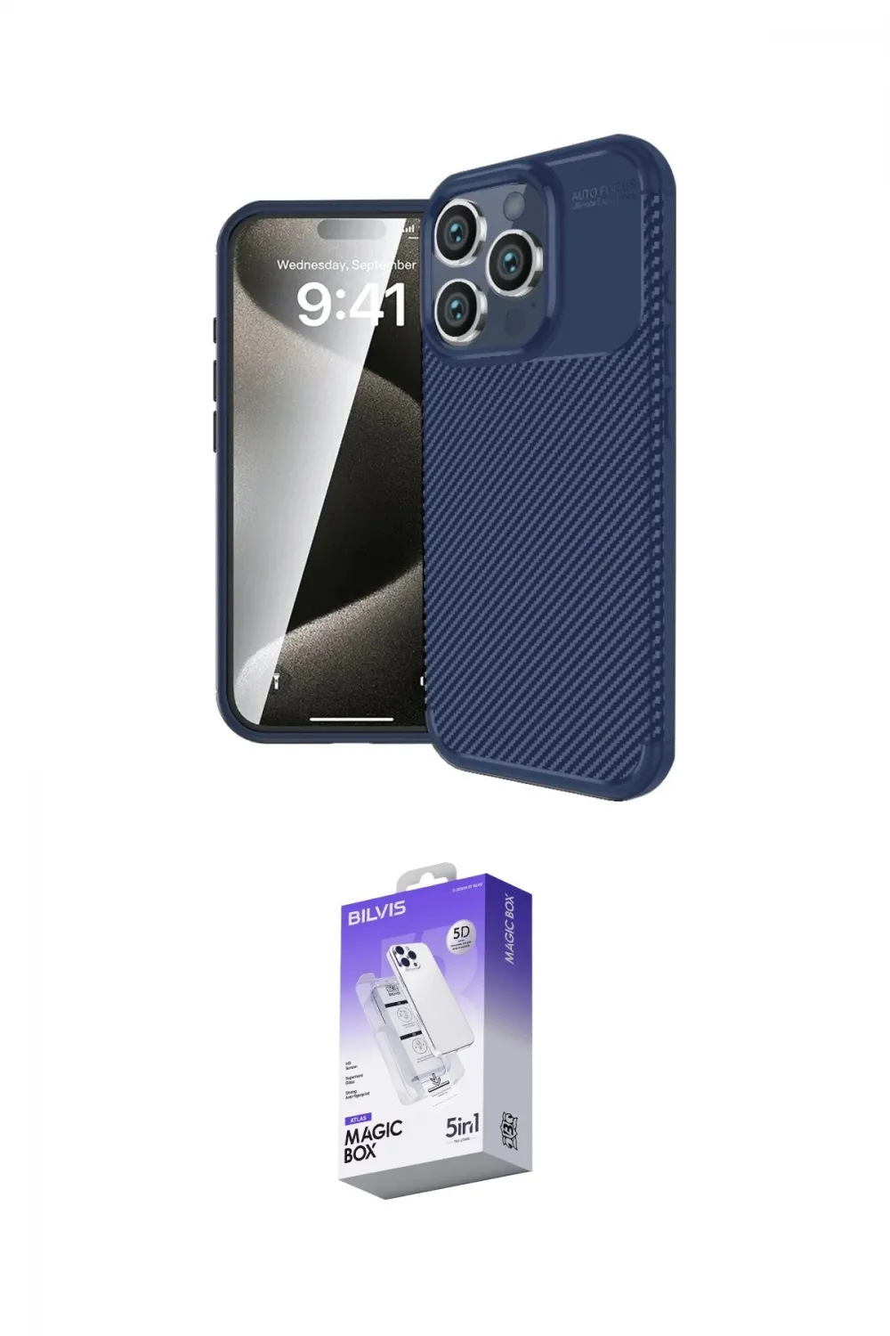 ieg™ iPhone 16 Pro Kılıf Eksen Form Prime - Siyah Bilvis 5in1 3D Magic Cam Ekran Koruyucu