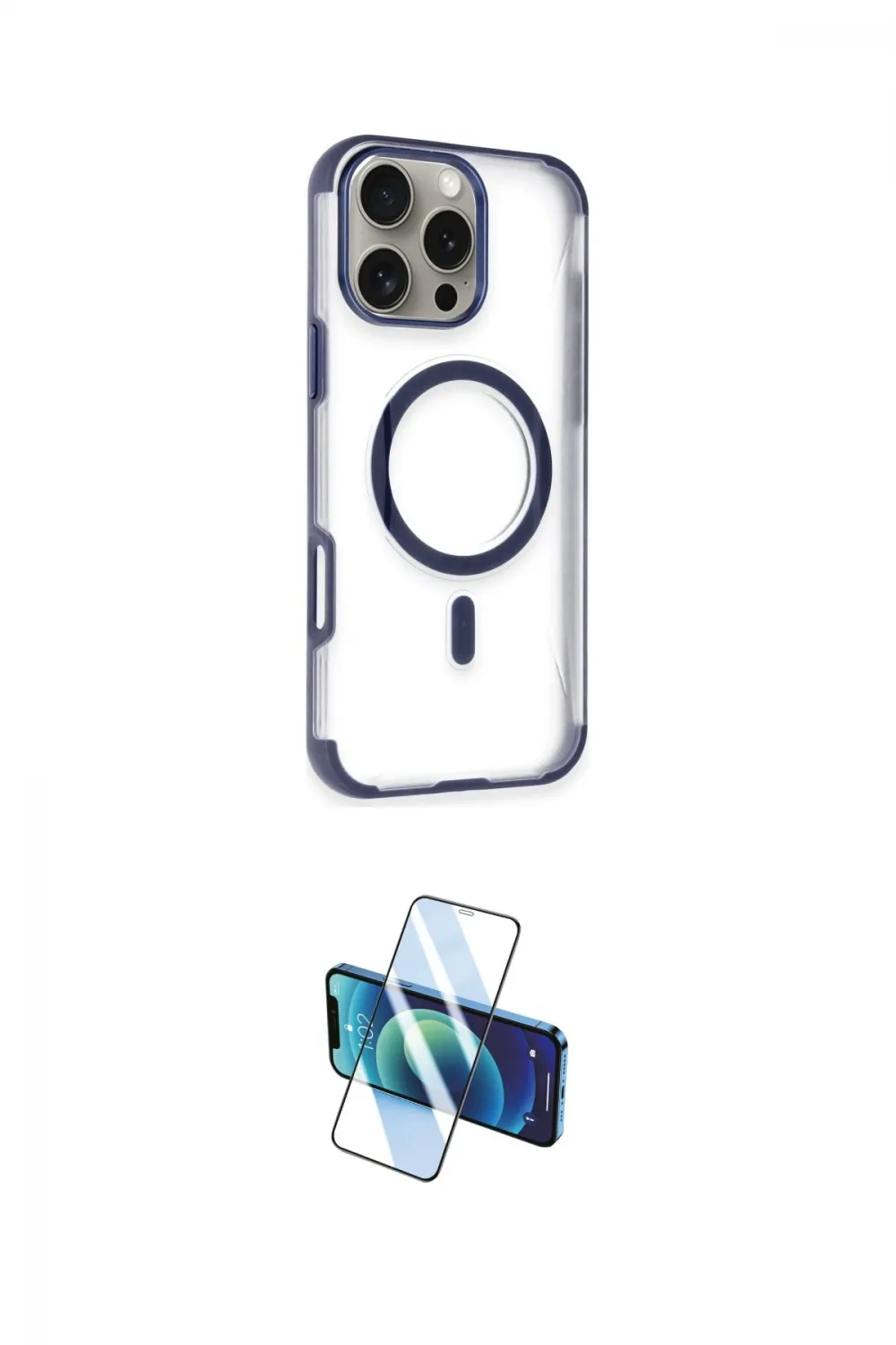 ieg™ iPhone 16 Pro Kılıf Eksen Klasik Koleksiyonu - Siyah 3D Antistatik Cam Ekran Koruyucu