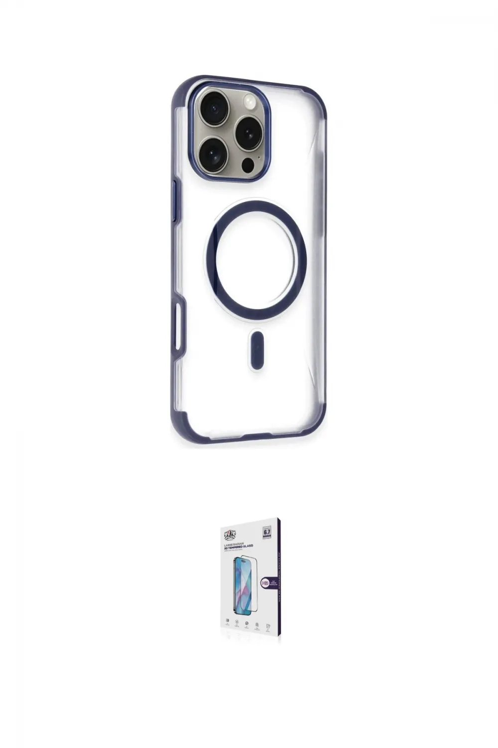 ieg™ iPhone 16 Pro Kılıf Eksen Klasik Koleksiyonu - Siyah Bilvis 0.18mm Plus Cam Ekran Koruyucu