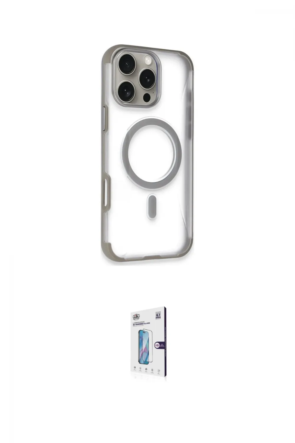 ieg™ iPhone 16 Pro Kılıf Eksen Klasik Koleksiyonu - Siyah Bilvis 0.18mm Plus Cam Ekran Koruyucu