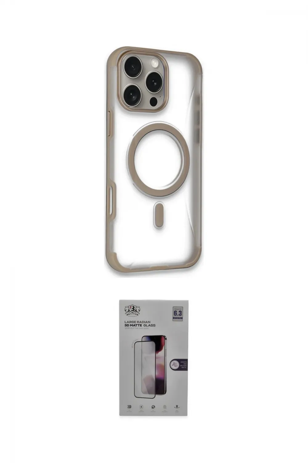 ieg™ iPhone 16 Pro Kılıf Eksen Klasik Koleksiyonu - Siyah Bilvis 3D Mat Cam Ekran Koruyucu