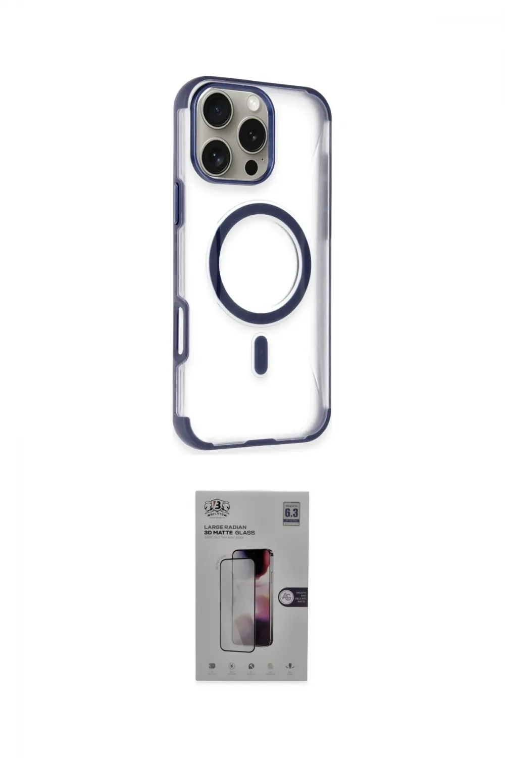 ieg™ iPhone 16 Pro Kılıf Eksen Klasik Koleksiyonu - Siyah Bilvis 3D Mat Cam Ekran Koruyucu