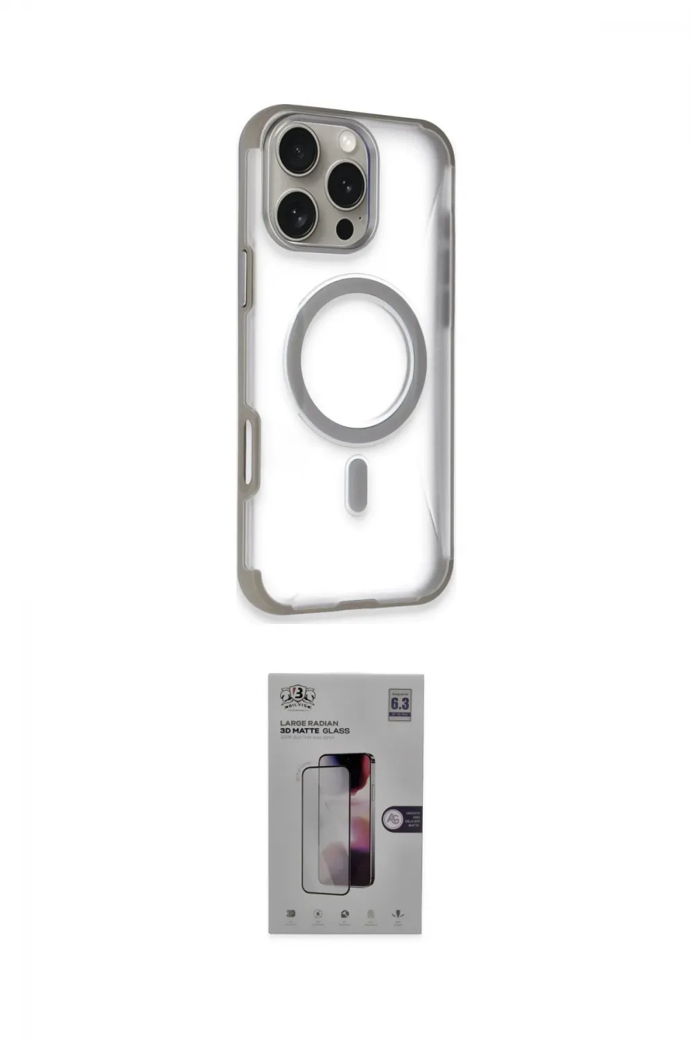 ieg™ iPhone 16 Pro Kılıf Eksen Klasik Koleksiyonu - Siyah Bilvis 3D Mat Cam Ekran Koruyucu