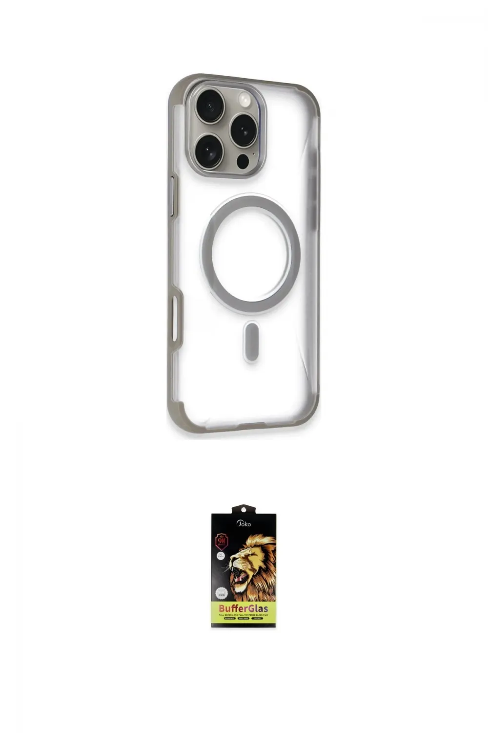ieg™ iPhone 16 Pro Kılıf Eksen Klasik Koleksiyonu - Siyah Buffer Cam Ekran Koruyucu