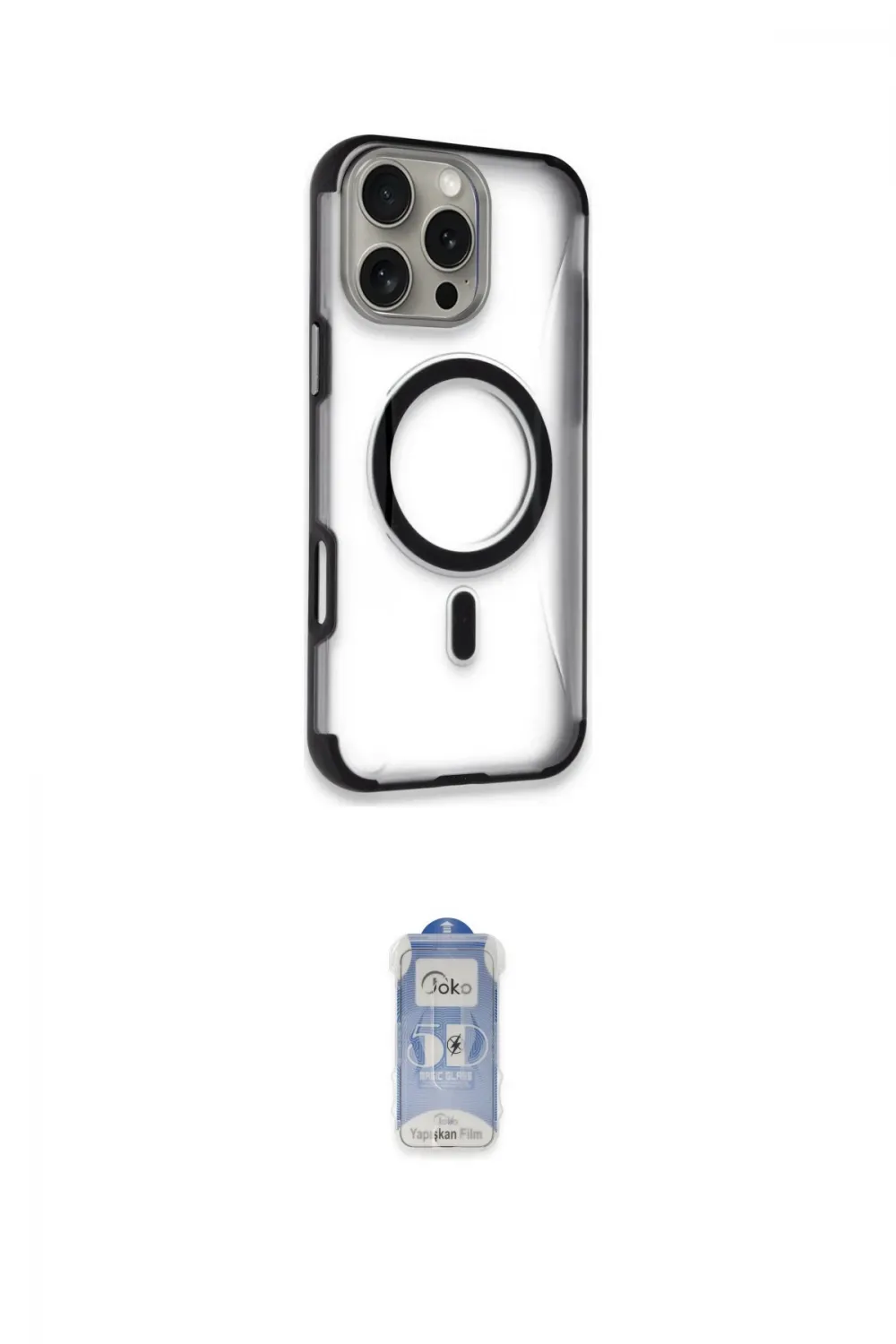ieg™ iPhone 16 Pro Kılıf Eksen Klasik Koleksiyonu - Siyah Joko Magic 5D Cam