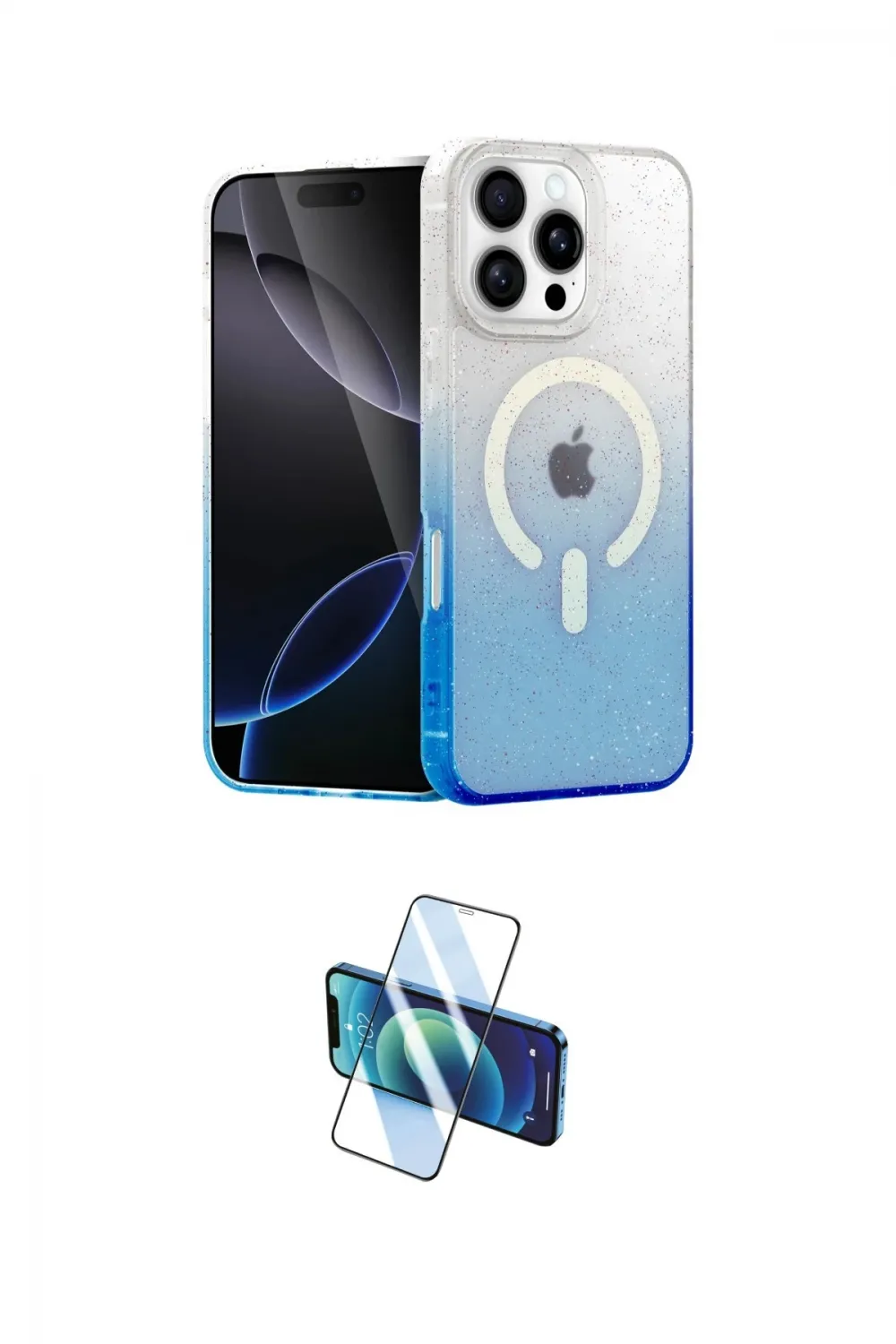 ieg™ iPhone 16 Pro Kılıf Eksen Minimal Özel Seri - Siyah 3D Antistatik Cam Ekran Koruyucu