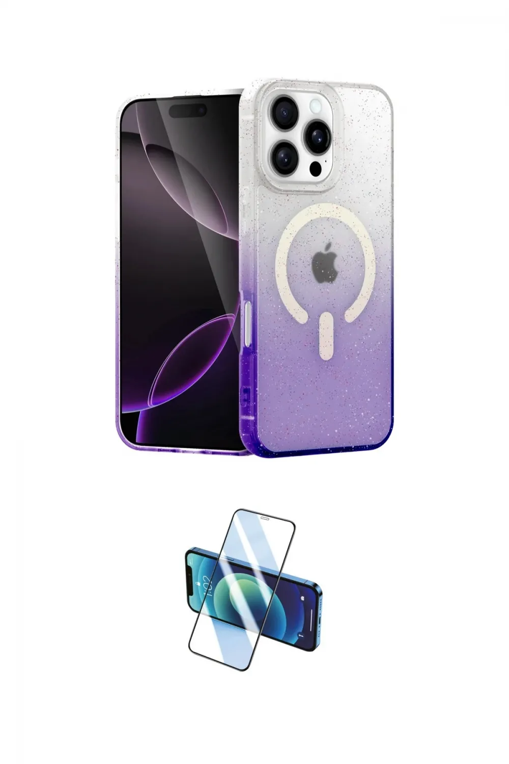 ieg™ iPhone 16 Pro Kılıf Eksen Minimal Özel Seri - Siyah 3D Antistatik Cam Ekran Koruyucu