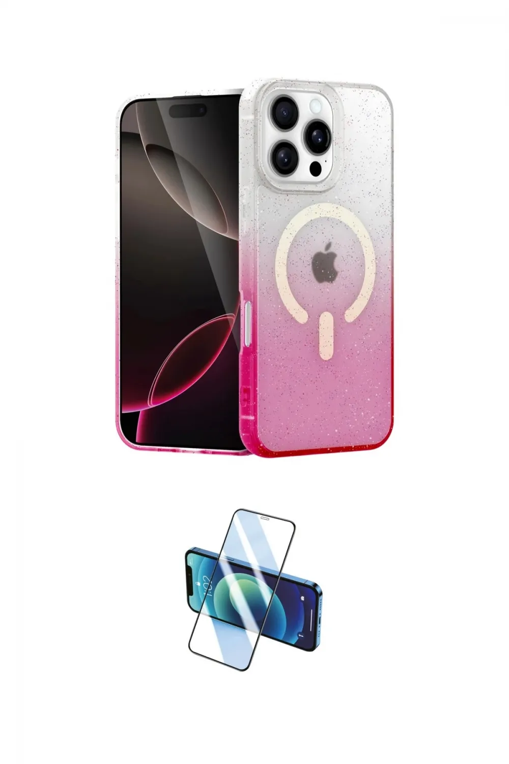 ieg™ iPhone 16 Pro Kılıf Eksen Minimal Özel Seri - Siyah 3D Antistatik Cam Ekran Koruyucu