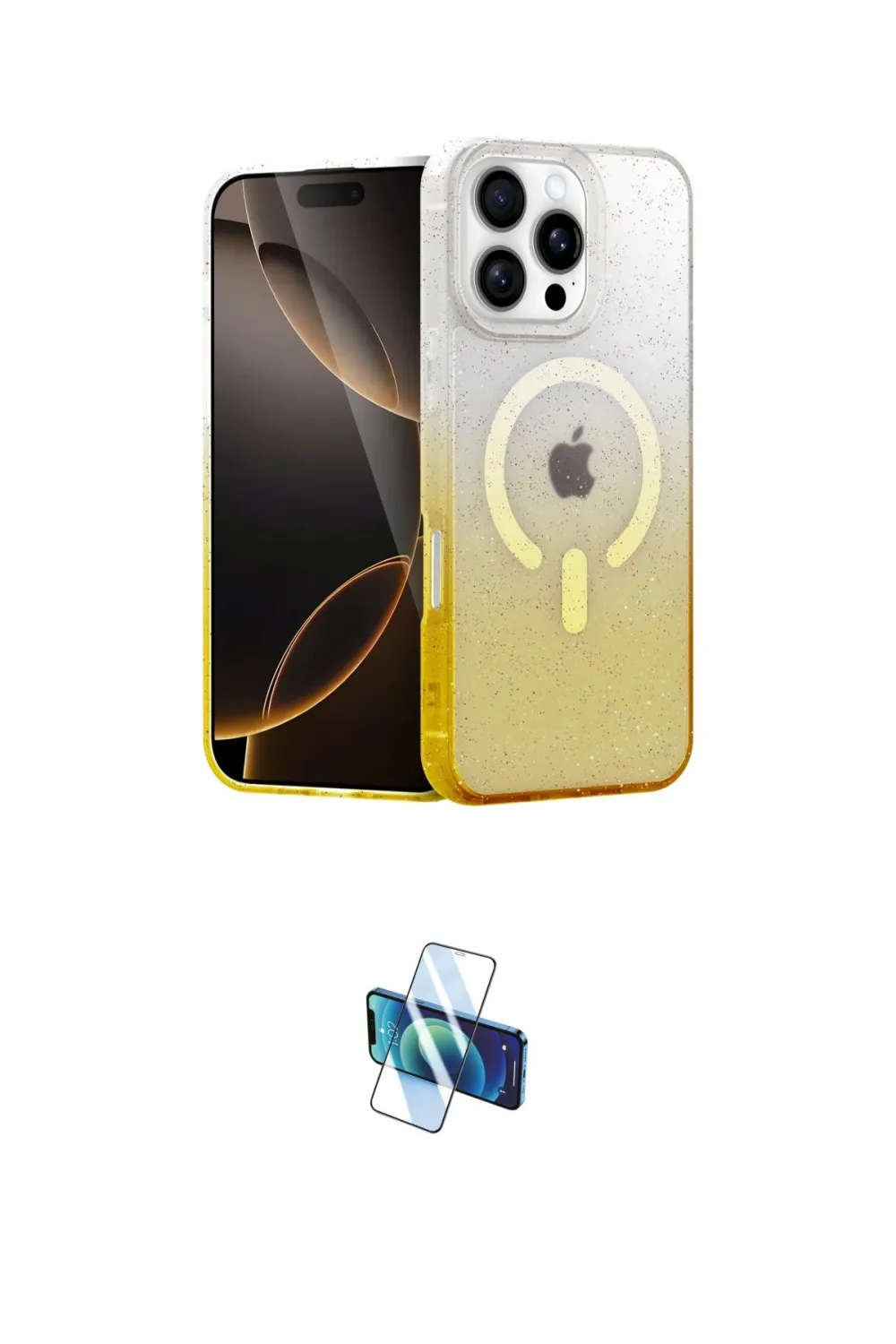 ieg™ iPhone 16 Pro Kılıf Eksen Minimal Özel Seri - Siyah 3D Antistatik Seramik Nano Ekran Koruyucu