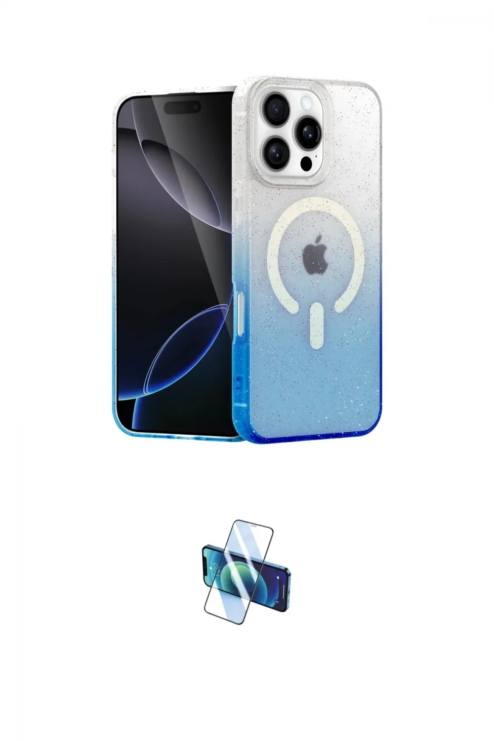ieg™ iPhone 16 Pro Kılıf Eksen Minimal Özel Seri - Siyah 3D Antistatik Seramik Nano Ekran Koruyucu