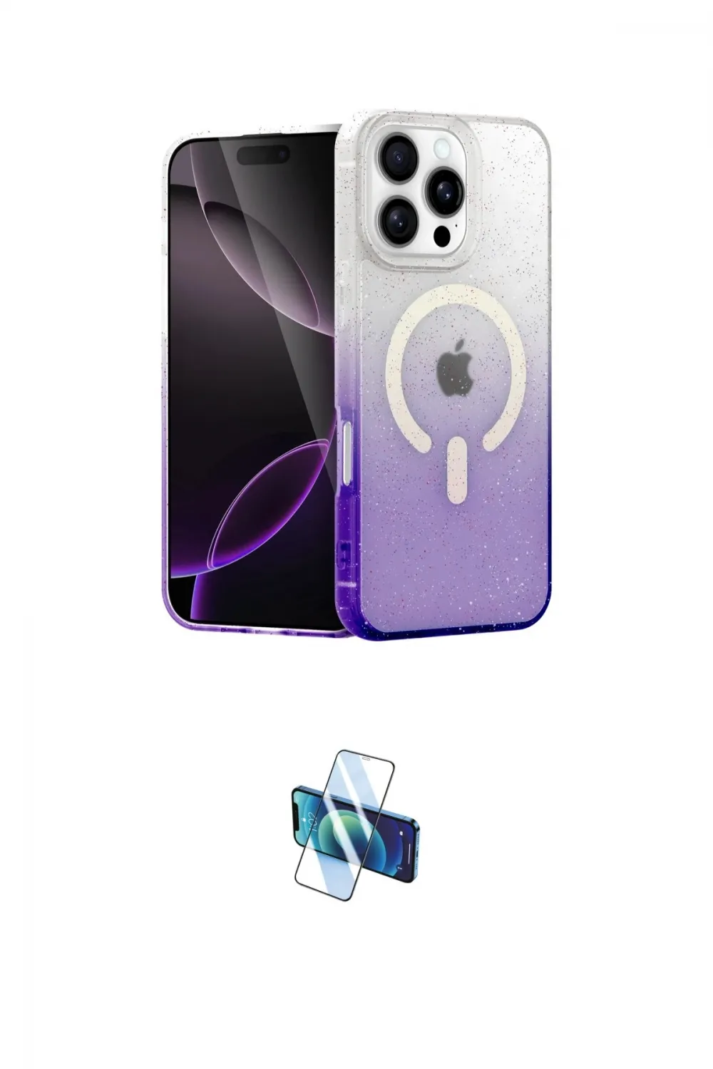 ieg™ iPhone 16 Pro Kılıf Eksen Minimal Özel Seri - Siyah 3D Antistatik Seramik Nano Ekran Koruyucu
