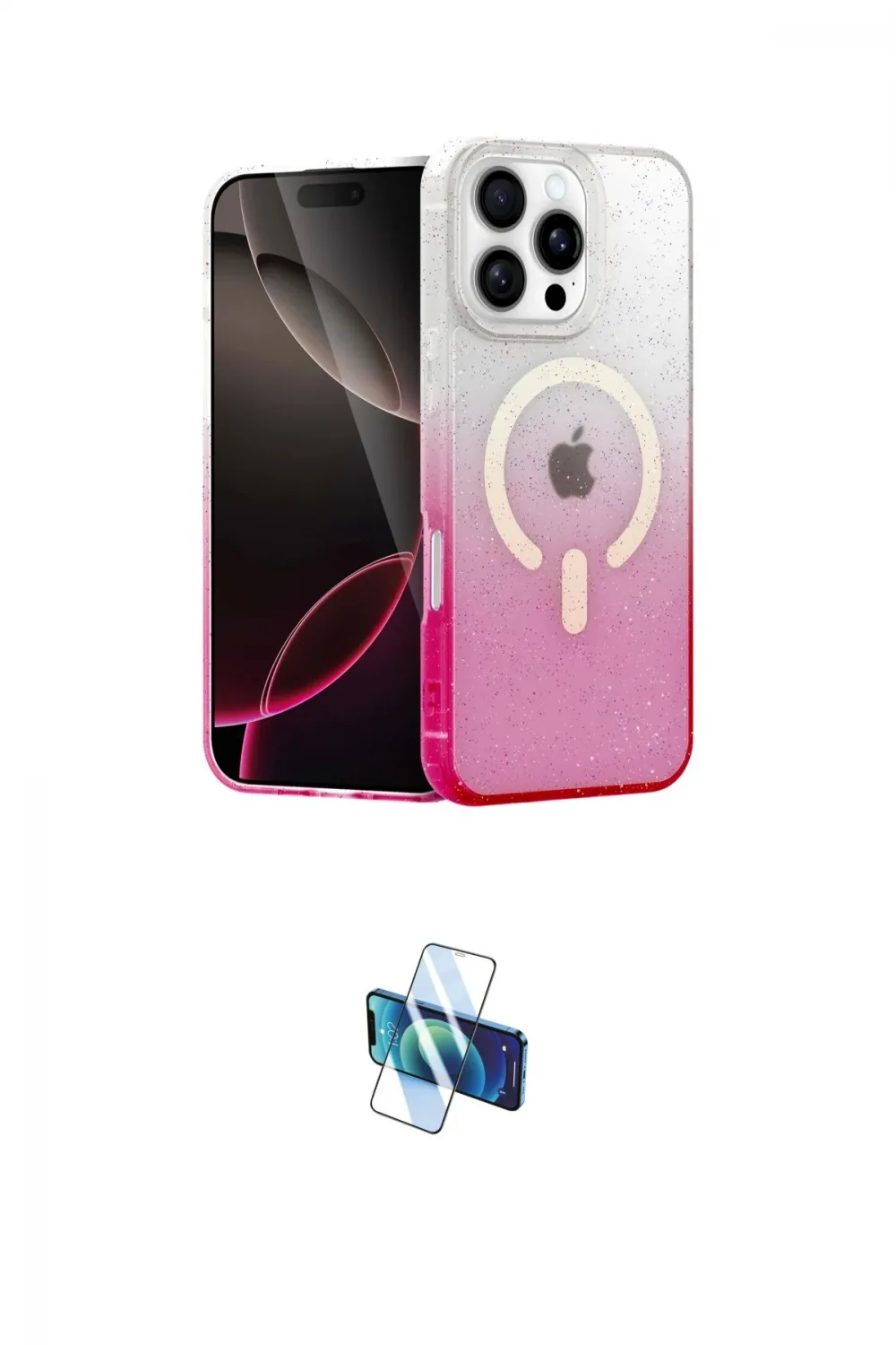 ieg™ iPhone 16 Pro Kılıf Eksen Minimal Özel Seri - Siyah 3D Antistatik Seramik Nano Ekran Koruyucu