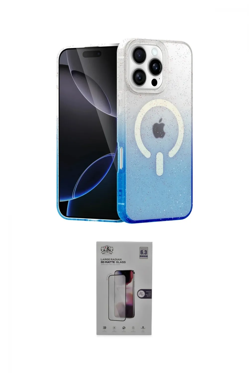 ieg™ iPhone 16 Pro Kılıf Eksen Minimal Özel Seri - Siyah Bilvis 3D Mat Cam Ekran Koruyucu