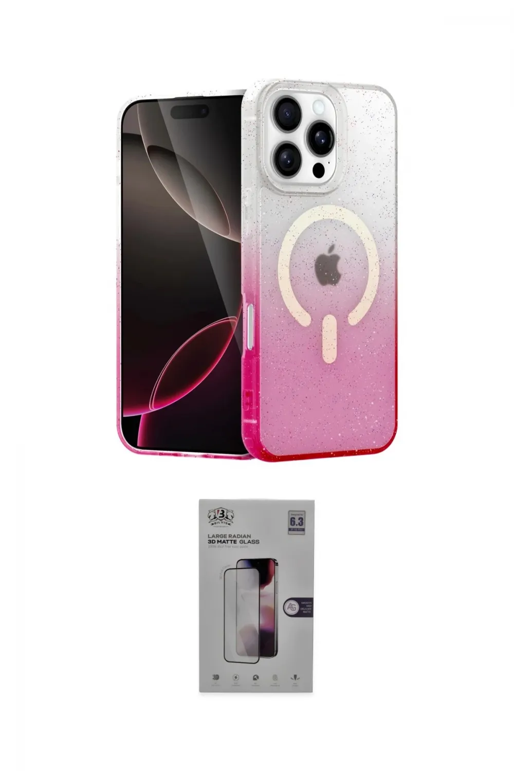 ieg™ iPhone 16 Pro Kılıf Eksen Minimal Özel Seri - Siyah Bilvis 3D Mat Cam Ekran Koruyucu