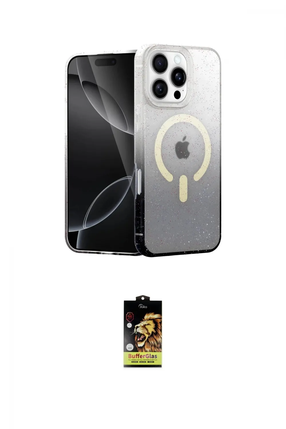 ieg™ iPhone 16 Pro Kılıf Eksen Minimal Özel Seri - Siyah Buffer Cam Ekran Koruyucu
