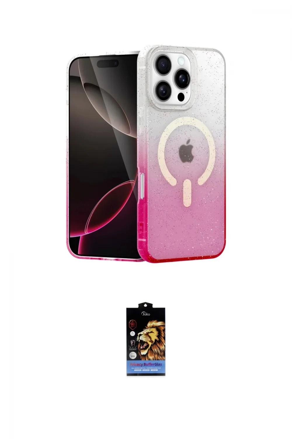 ieg™ iPhone 16 Pro Kılıf Eksen Minimal Özel Seri - Siyah Buffer Hayalet Cam Ekran Koruyucu