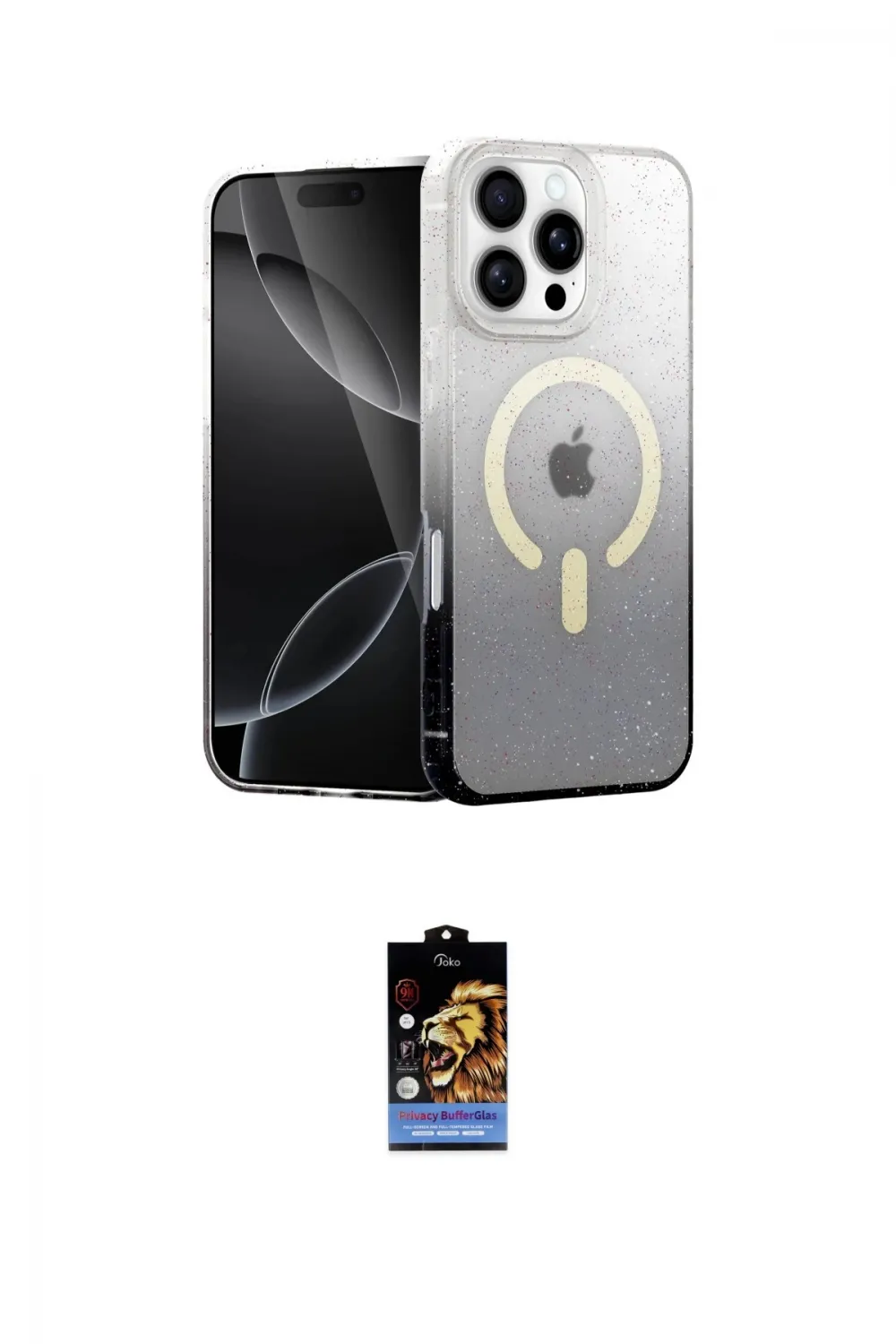 ieg™ iPhone 16 Pro Kılıf Eksen Minimal Özel Seri - Siyah Buffer Hayalet Cam Ekran Koruyucu
