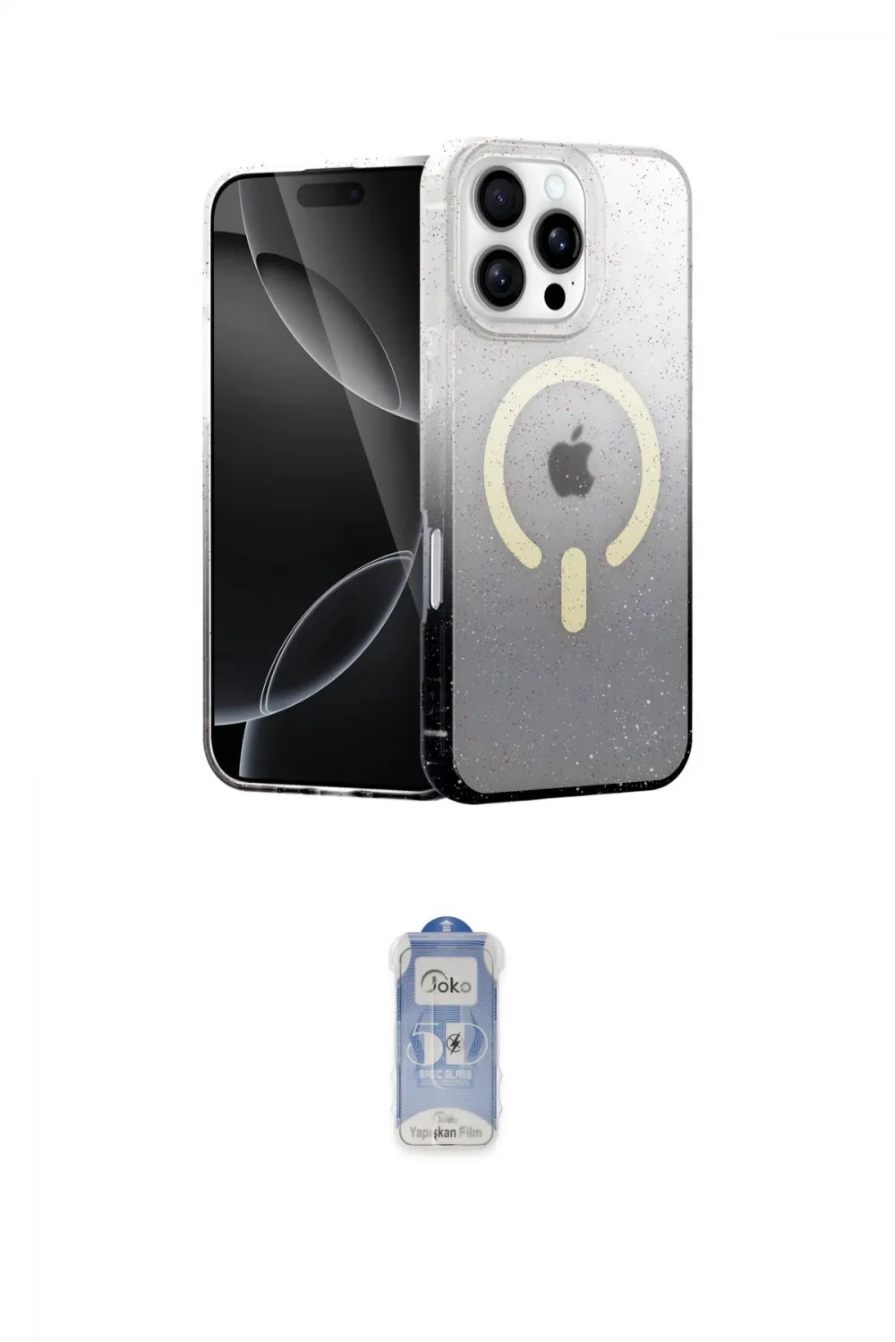 ieg™ iPhone 16 Pro Kılıf Eksen Minimal Özel Seri - Siyah Joko Magic 5D Cam