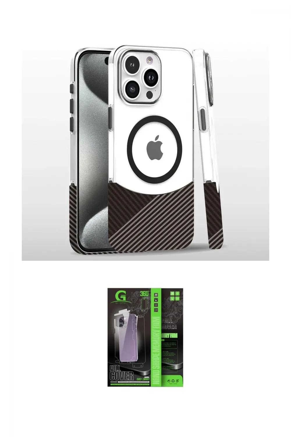 ieg™ iPhone 16 Pro Kılıf İz Asil Prime - Şeffaf 360 Full Body Arka Koruyucu