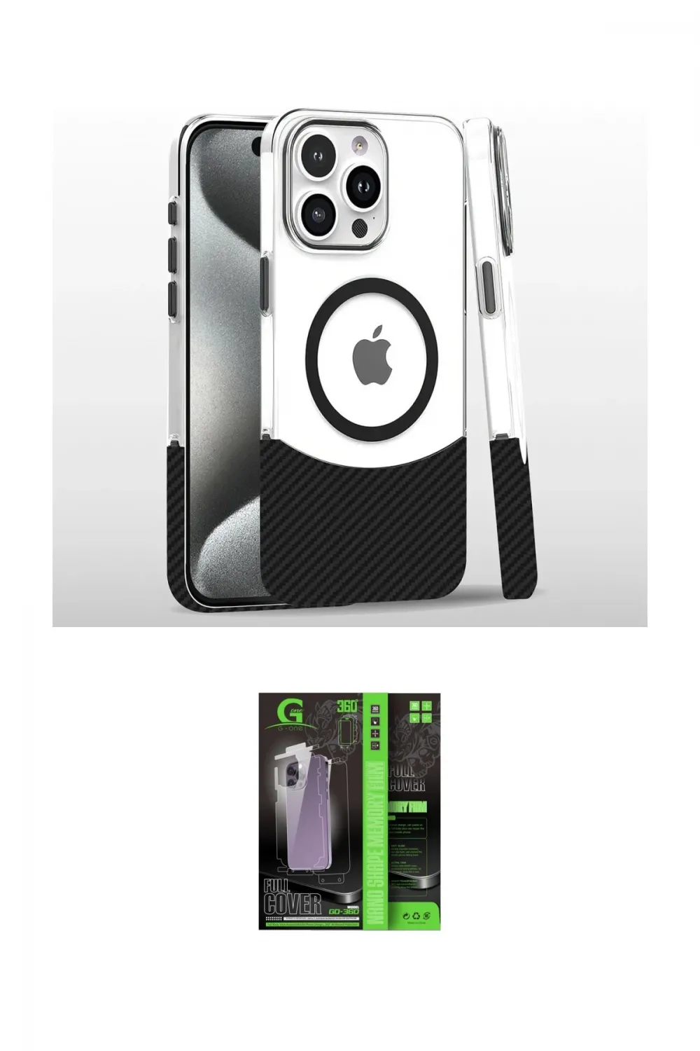 ieg™ iPhone 16 Pro Kılıf İz Asil Prime - Şeffaf 360 Full Body Arka Koruyucu