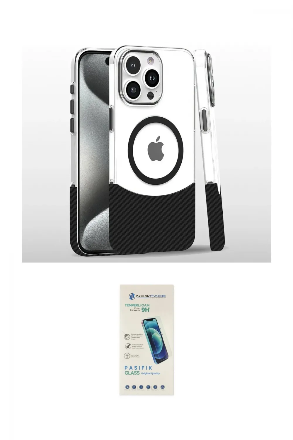 ieg™ iPhone 16 Pro Kılıf İz Asil Prime - Şeffaf Pasifik Cam Ekran Koruyucu