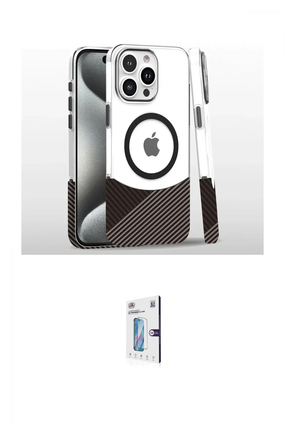 ieg™ iPhone 16 Pro Kılıf İz Asil Prime - Siyah Bilvis 0.18mm Plus Cam Ekran Koruyucu