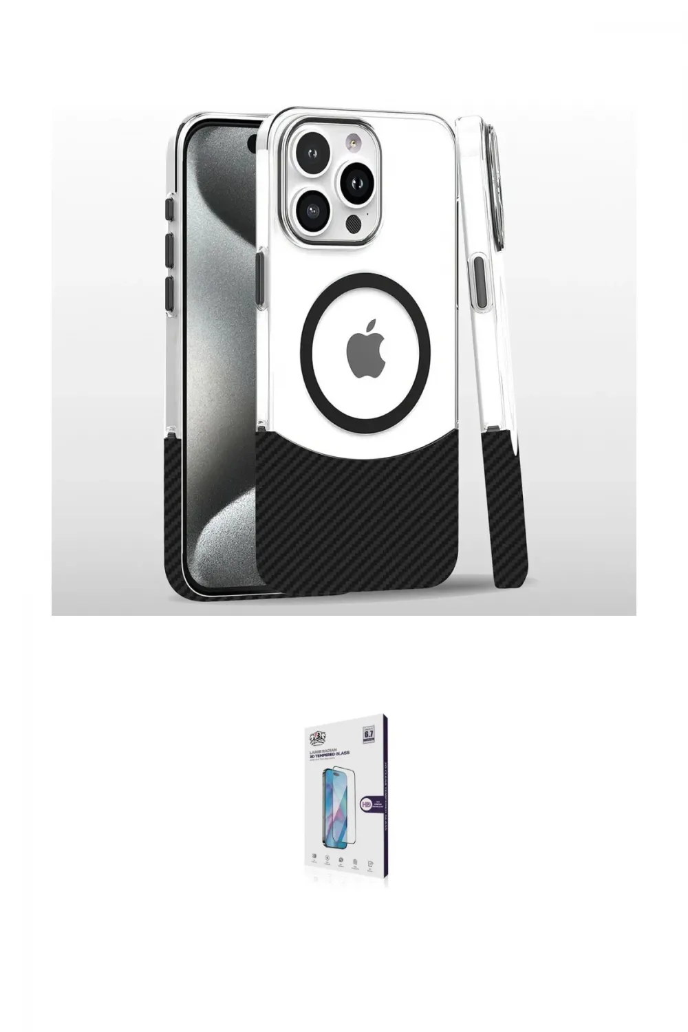 ieg™ iPhone 16 Pro Kılıf İz Asil Prime - Siyah Bilvis 0.18mm Plus Cam Ekran Koruyucu