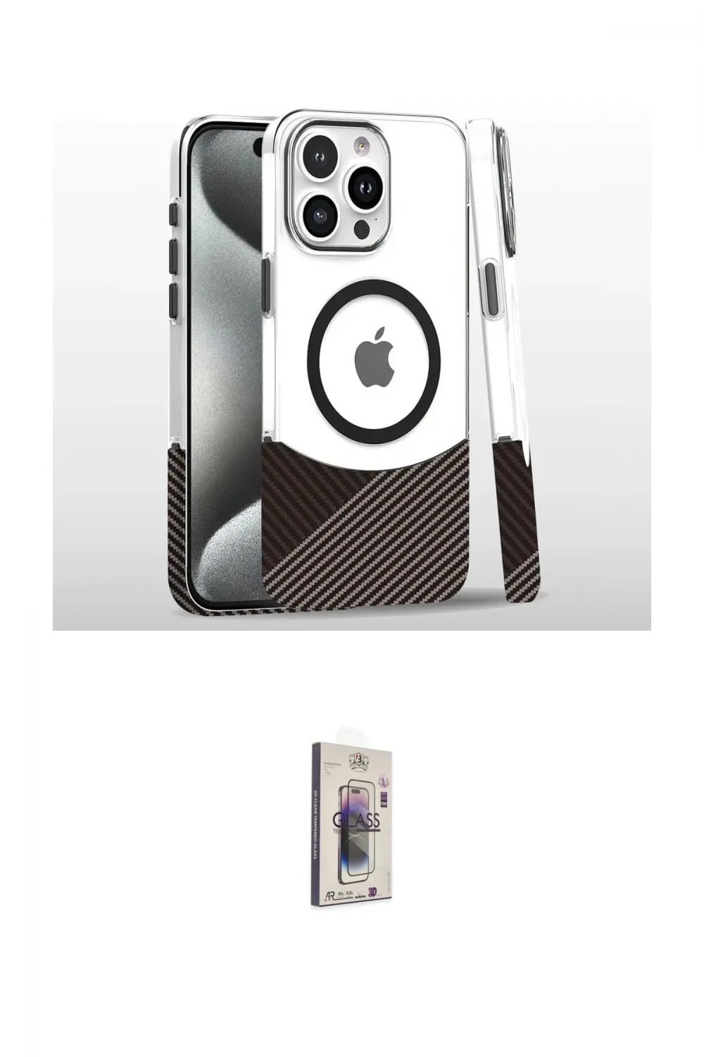 ieg™ iPhone 16 Pro Kılıf İz Asil Prime - Siyah Bilvis 3D Cam Ekran Koruyucu