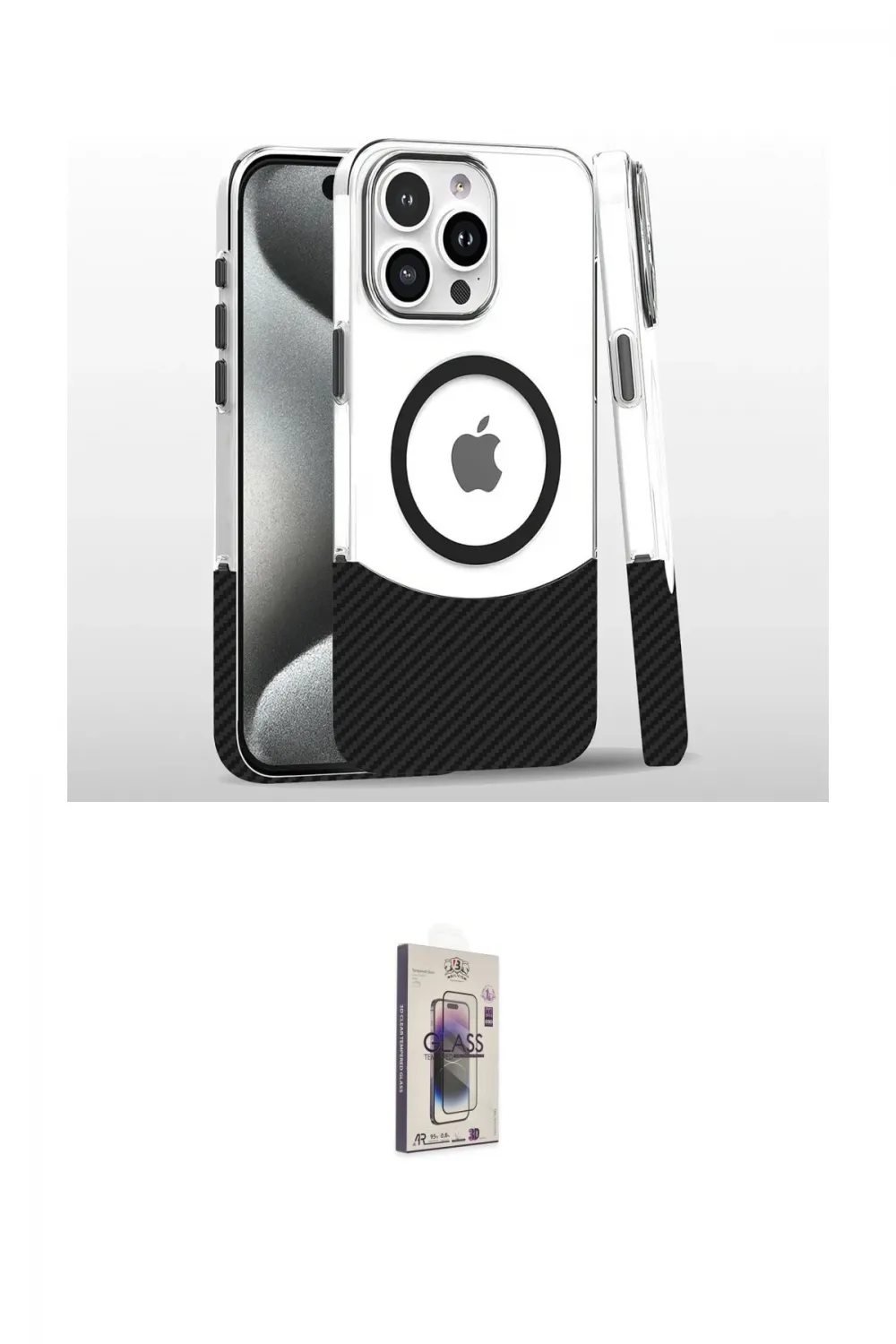 ieg™ iPhone 16 Pro Kılıf İz Asil Prime - Siyah Bilvis 3D Cam Ekran Koruyucu