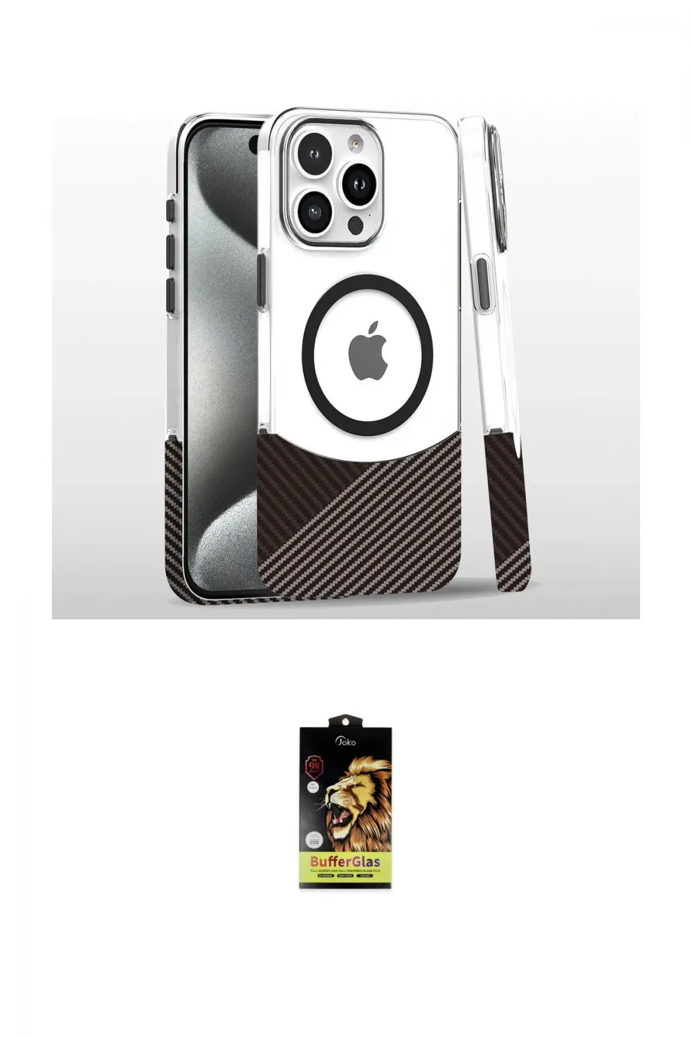 ieg™ iPhone 16 Pro Kılıf İz Asil Prime - Siyah Buffer Cam Ekran Koruyucu