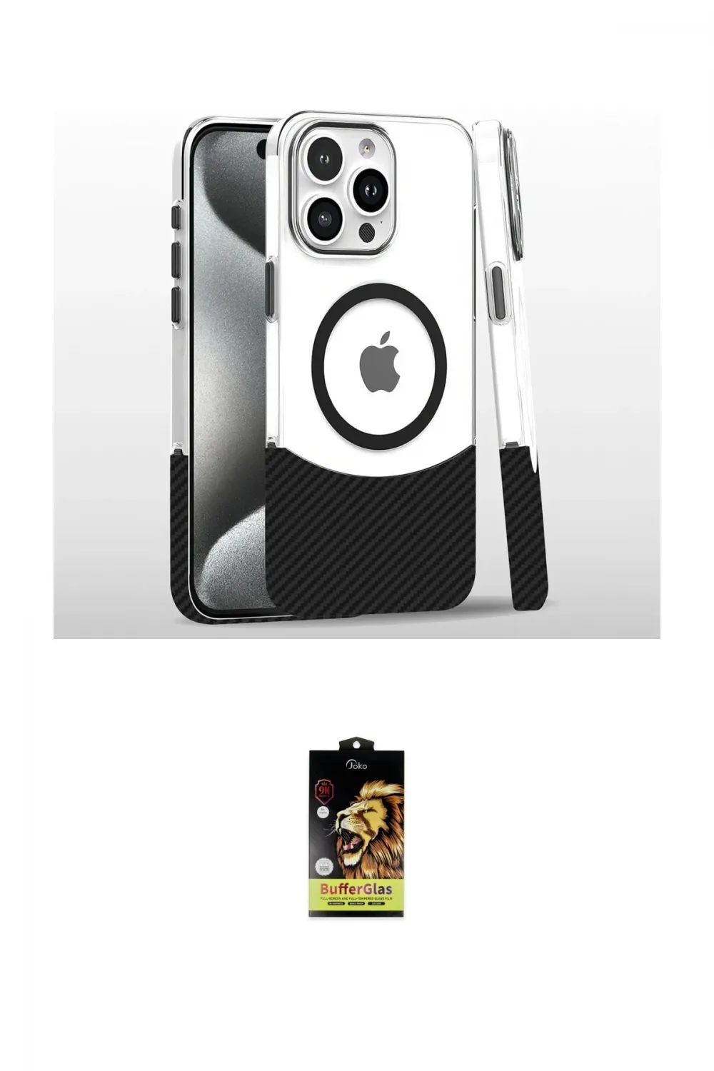 ieg™ iPhone 16 Pro Kılıf İz Asil Prime - Siyah Buffer Cam Ekran Koruyucu