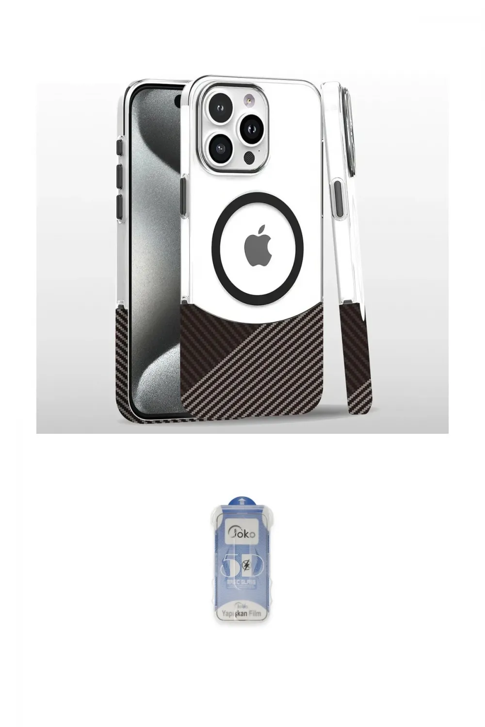 ieg™ iPhone 16 Pro Kılıf İz Asil Prime - Siyah Joko Magic 5D Cam