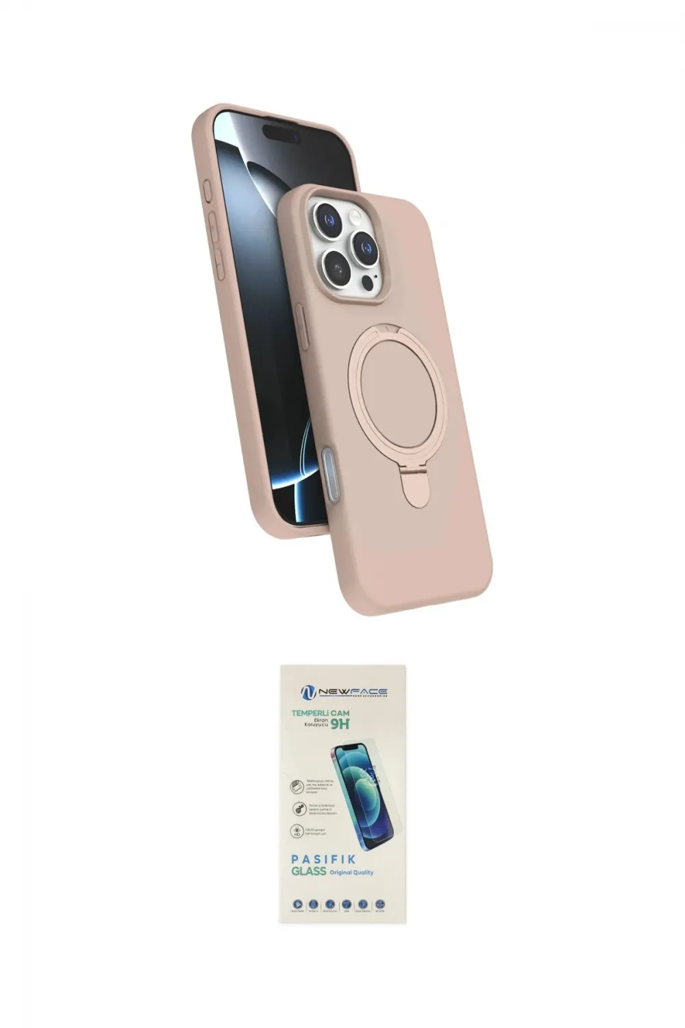 ieg™ iPhone 16 Pro Kılıf İz Işık Koleksiyonu - Şeffaf Pasifik Cam Ekran Koruyucu