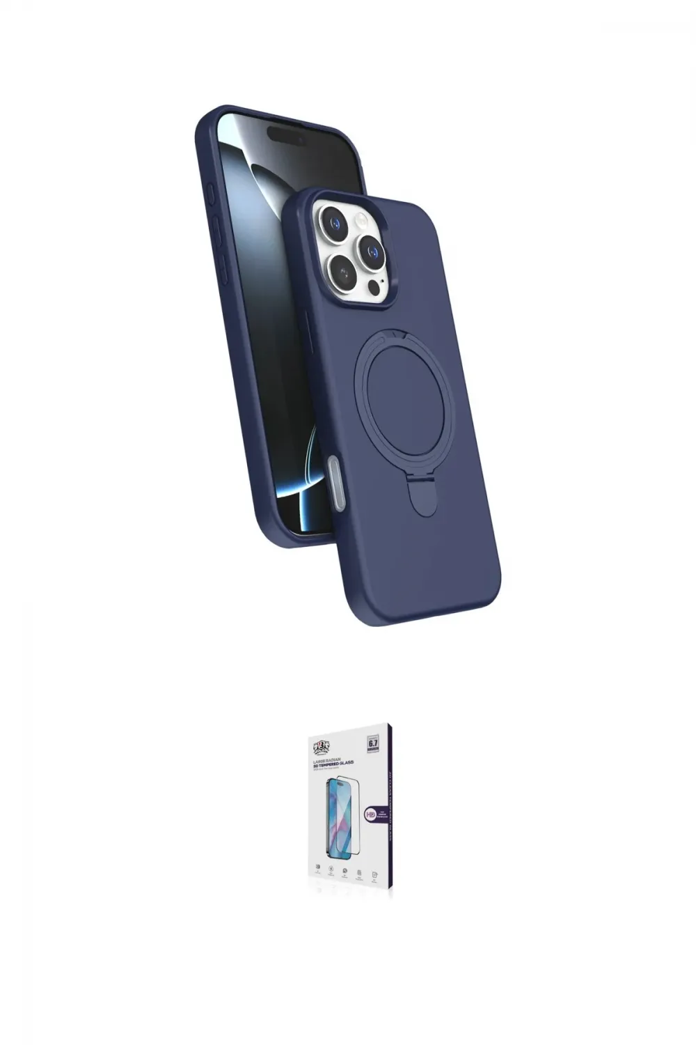 ieg™ iPhone 16 Pro Kılıf İz Işık Koleksiyonu - Siyah Bilvis 0.18mm Plus Cam Ekran Koruyucu