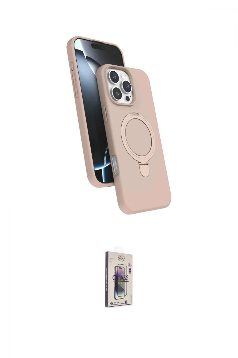 ieg™ iPhone 16 Pro Kılıf İz Işık Koleksiyonu - Siyah Bilvis 3D Cam Ekran Koruyucu