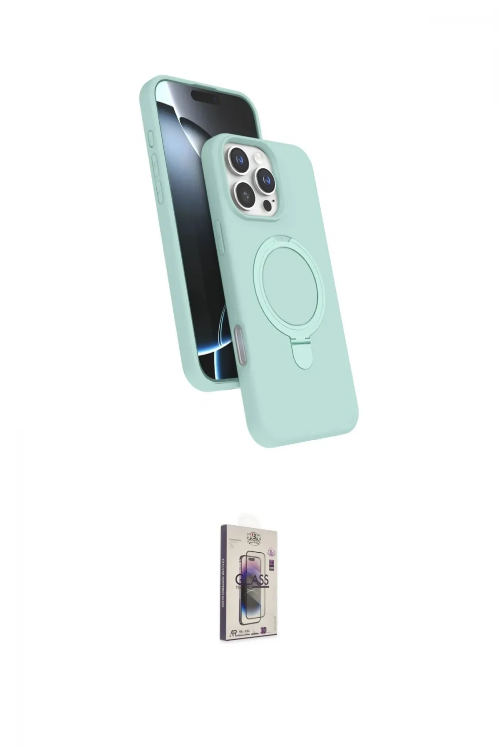 ieg™ iPhone 16 Pro Kılıf İz Işık Koleksiyonu - Siyah Bilvis 3D Cam Ekran Koruyucu