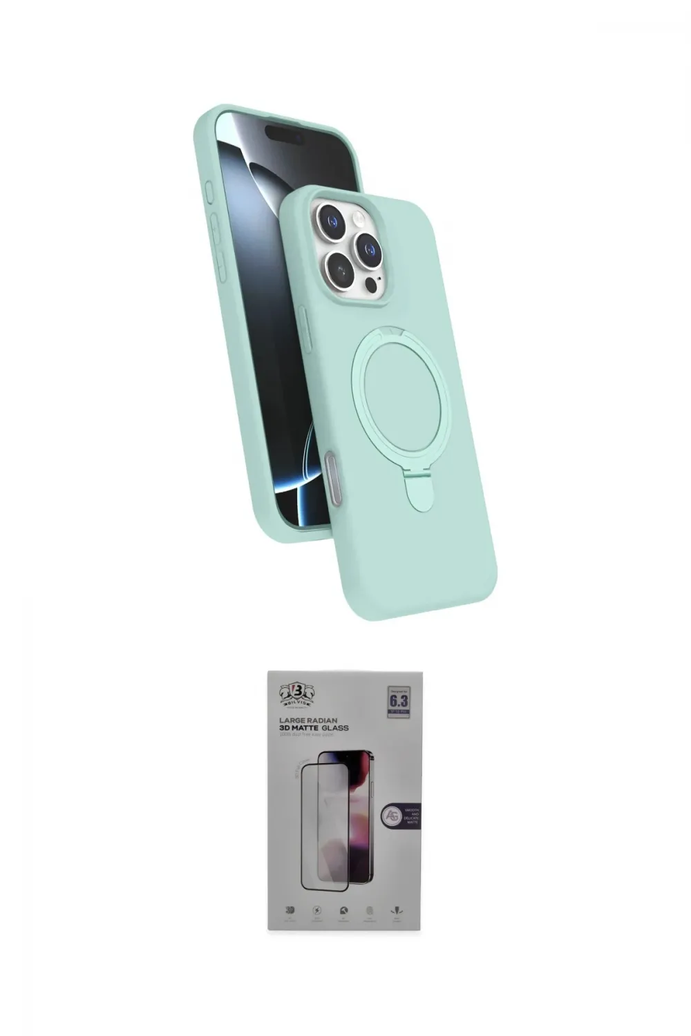 ieg™ iPhone 16 Pro Kılıf İz Işık Koleksiyonu - Siyah Bilvis 3D Mat Cam Ekran Koruyucu