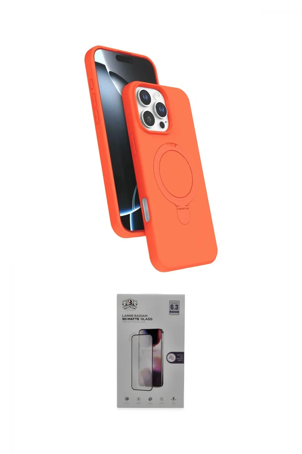 ieg™ iPhone 16 Pro Kılıf İz Işık Koleksiyonu - Siyah Bilvis 3D Mat Cam Ekran Koruyucu
