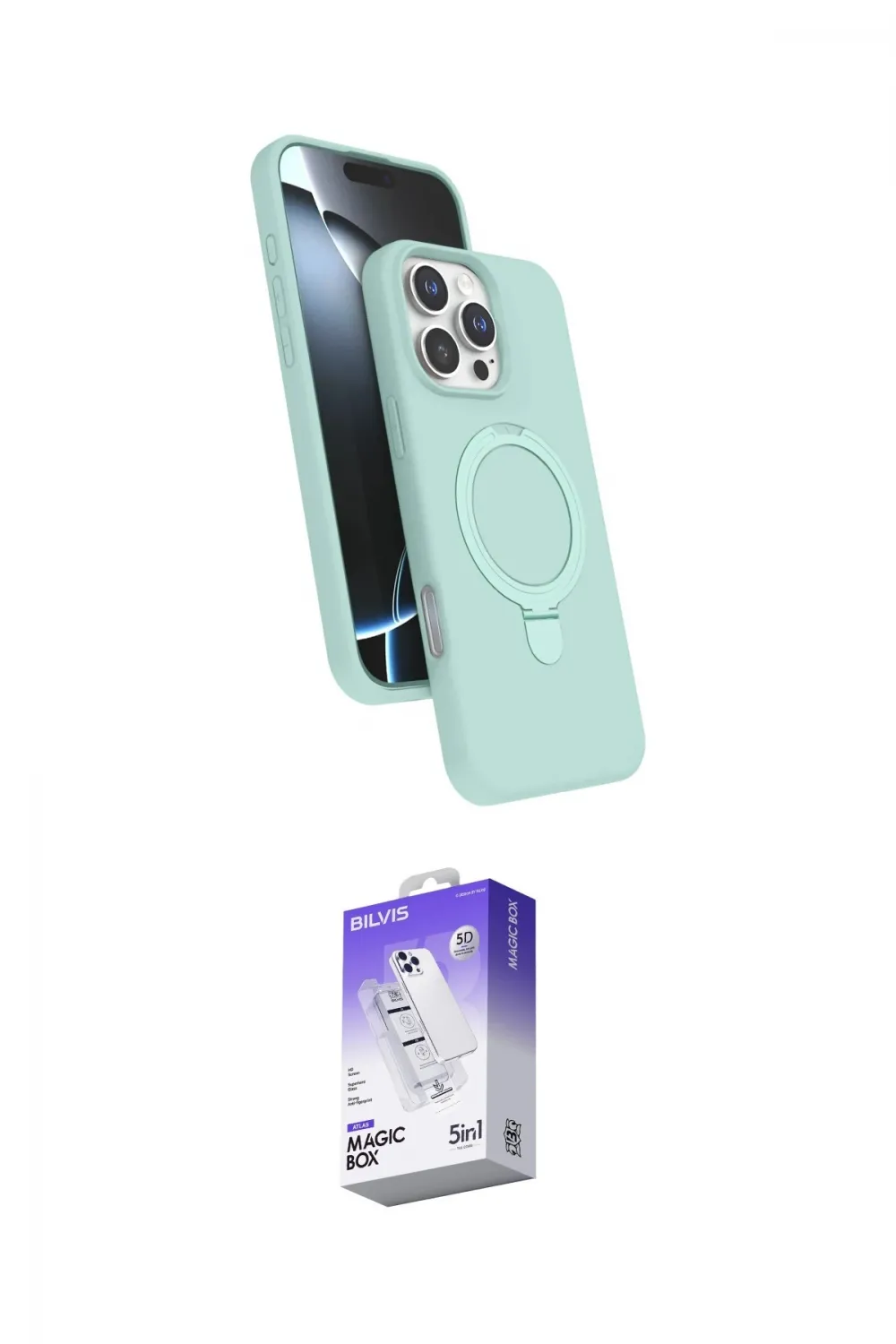 ieg™ iPhone 16 Pro Kılıf İz Işık Koleksiyonu - Siyah Bilvis 5in1 3D Magic Cam Ekran Koruyucu