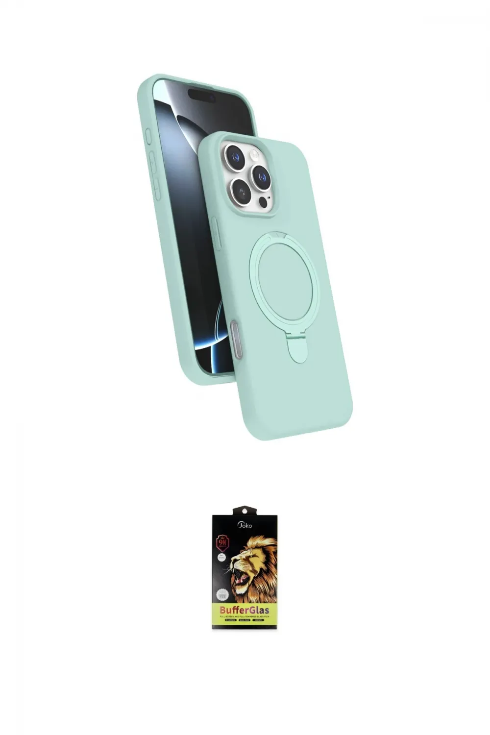 ieg™ iPhone 16 Pro Kılıf İz Işık Koleksiyonu - Siyah Buffer Cam Ekran Koruyucu