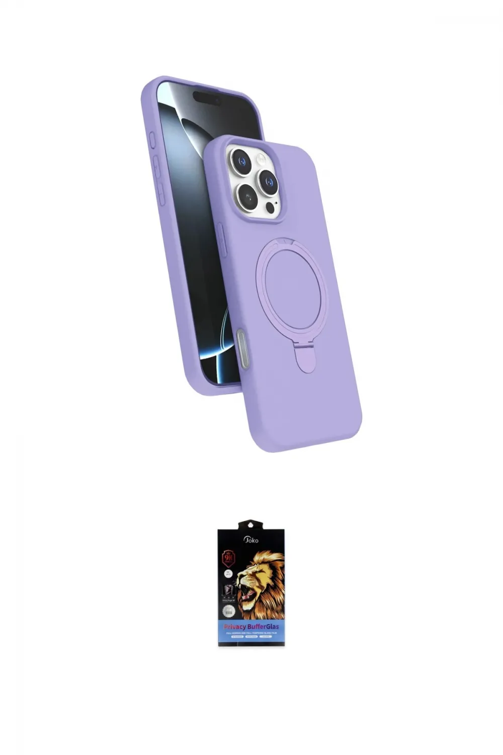 ieg™ iPhone 16 Pro Kılıf İz Işık Koleksiyonu - Siyah Buffer Hayalet Cam Ekran Koruyucu