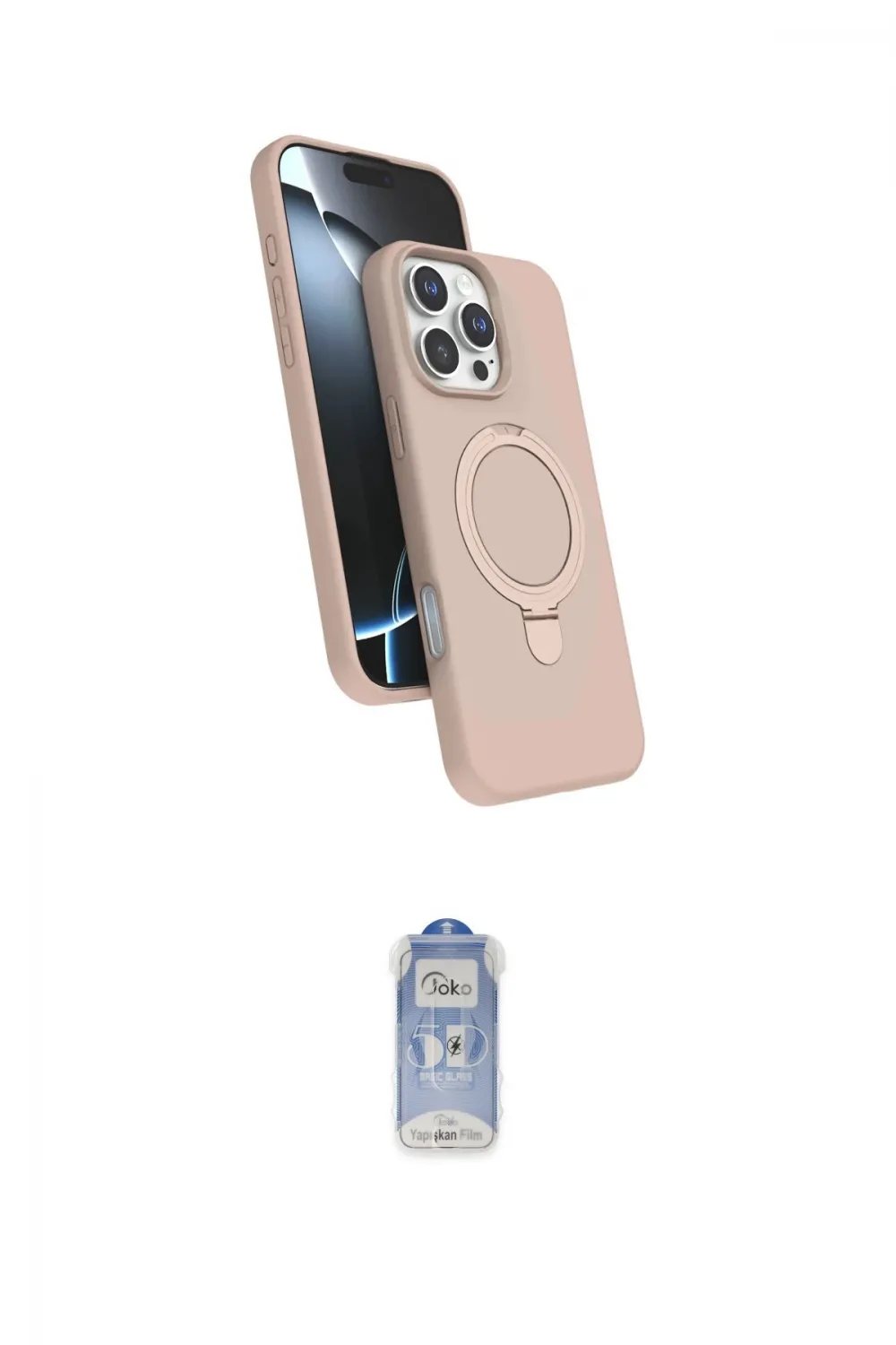 ieg™ iPhone 16 Pro Kılıf İz Işık Koleksiyonu - Siyah Joko Magic 5D Cam