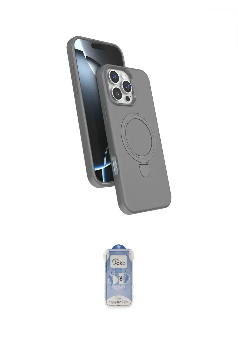 ieg™ iPhone 16 Pro Kılıf İz Işık Koleksiyonu - Siyah Joko Magic 5D Cam