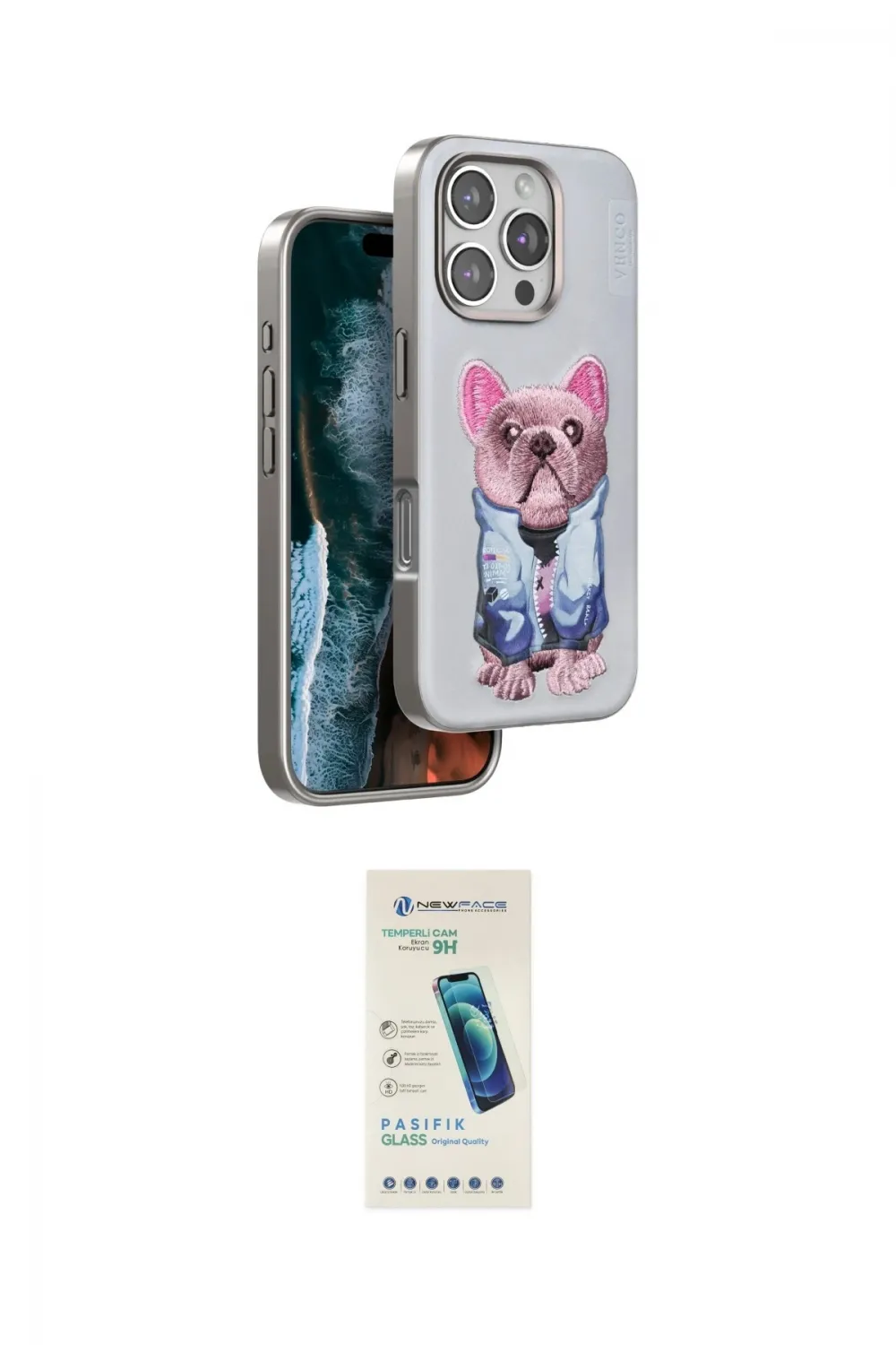 ieg™ iPhone 16 Pro Kılıf İz Minimal Koleksiyonu - Şeffaf Pasifik Cam Ekran Koruyucu